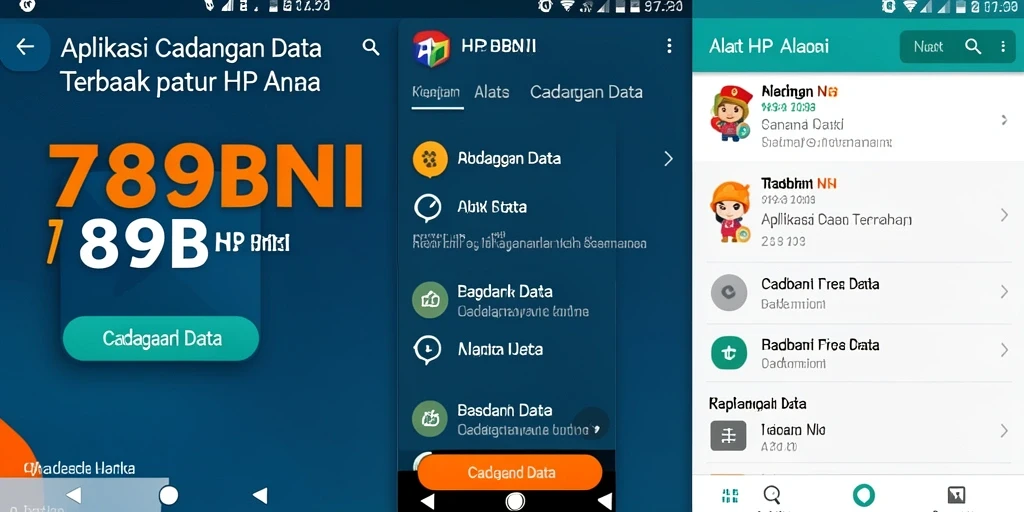 Tampilan antarmuka pengguna aplikasi Cadangan Data 789BNI