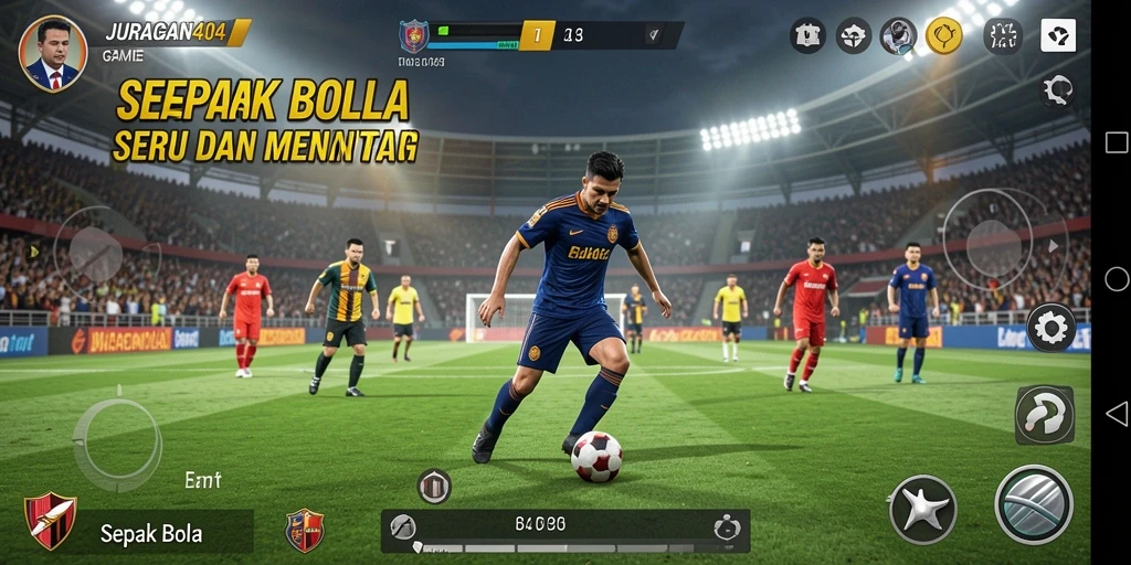 Antarmuka JURAGAN404 yang menarik dengan fitur permainan sepak bola.