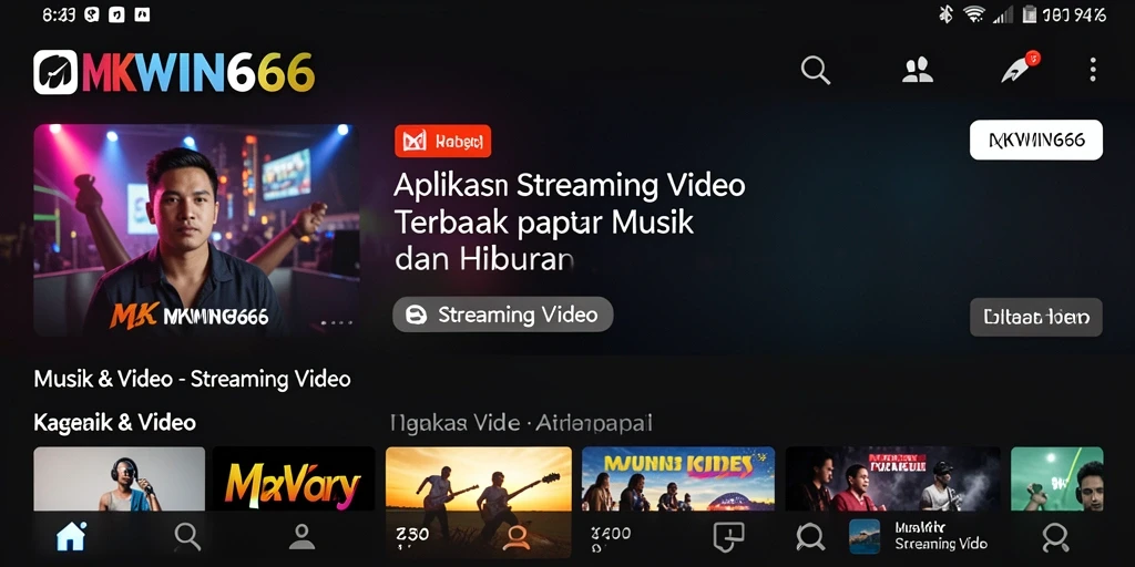Antarmuka aplikasi MKWIN666 yang memudahkan pengguna memilih Streaming Video.