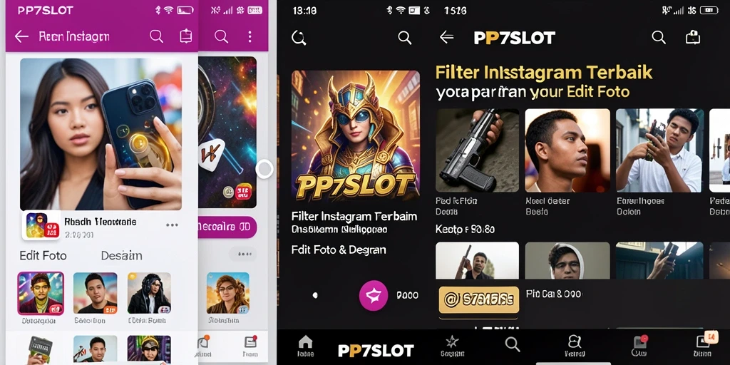 Antarmuka pengguna PP7SLOT dengan filter Instagram menarik.