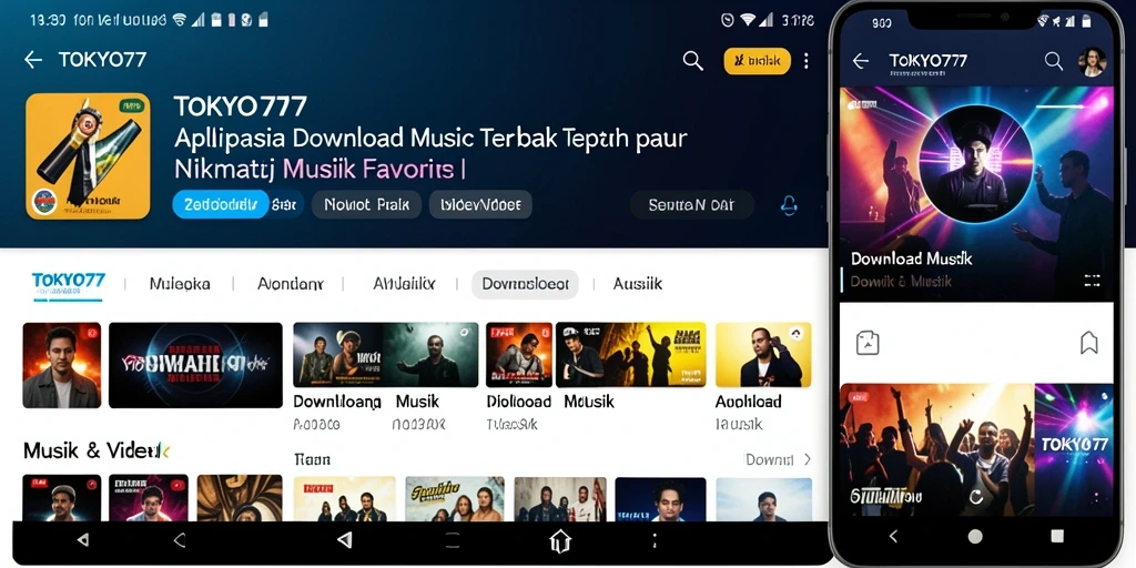 Screenshot antarmuka aplikasi Download Musik TOKYO77 yang user-friendly.