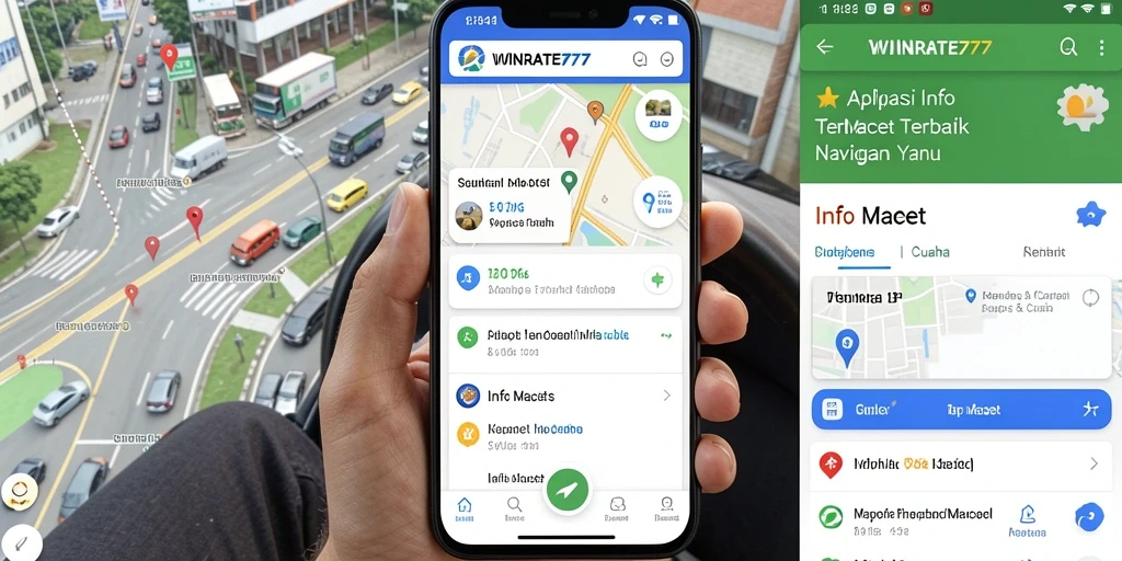 Antarmuka aplikasi WINRATE777 menampilkan informasi kemacetan dan cuaca terkini.