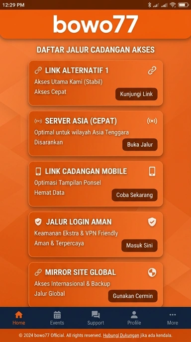 Tampilan link alternatif bowo77
