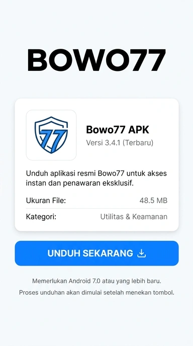Tampilan halaman APK bowo77