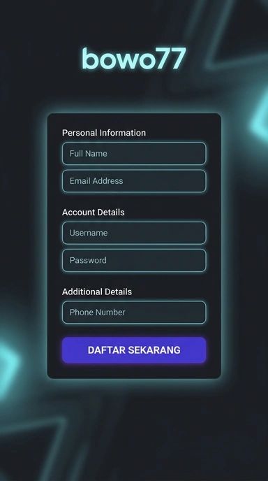 Tampilan halaman daftar bowo77